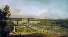 Schönbrunn Palace viewed from the gardens, Between 1758 and 1761. Artist: Bellotto, Bernardo (1720-1780)