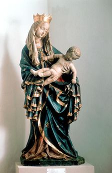 Schone Madonna painted statue, from the Pfarrkirche, Bad Aussee, Austria