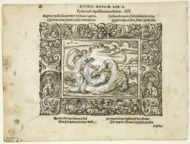Schöne Figuren auß dem Ovidio (Ovid's Metamorphoses), plate twelve...1569, assembled..., 1937. Creator: Virgil Solis.