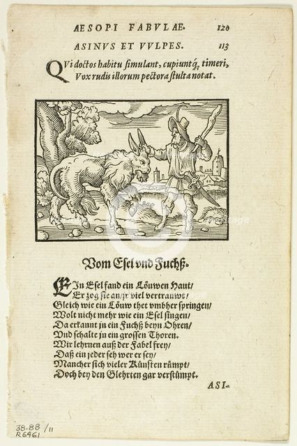 Schöne Figuren vor alle Fabeln Esopi (Aesop's Fables), plate eleven...1566, assembled...1937. Creator: Virgil Solis.