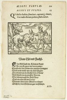 Schöne Figuren vor alle Fabeln Esopi (Aesop's Fables), plate eleven...1566, assembled...1937. Creator: Virgil Solis