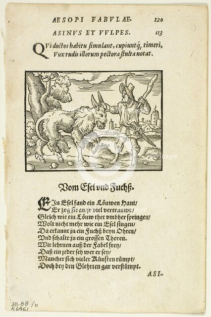 Schöne Figuren vor alle Fabeln Esopi (Aesop's Fables), plate eleven...1566, assembled...1937. Creator: Virgil Solis.