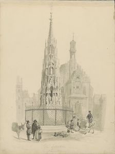 Schöner Brunnen in Nuremberg, c.1850. Creator: Petrus Josephus Hubertus Cuypers