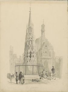 Schöner Brunnen in Nuremberg, c.1850. Creator: Petrus Josephus Hubertus Cuypers