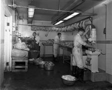 Schonhut's Butchers, Rotherham, South Yorkshire, 1955. Creator: Michael Walters