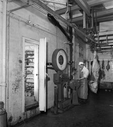 Schonhut's butchery factory, Rawmarsh, South Yorkshire, 1955. Creator: Michael Walters