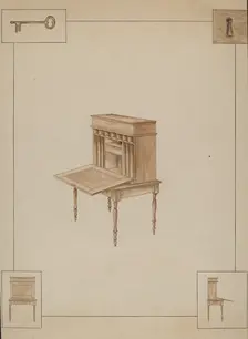 School-master's desk, probably 1938. Creator: Sarah F. Williams