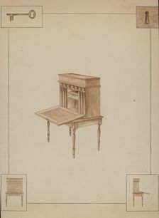 School-master's desk, probably 1938. Creator: Sarah F. Williams
