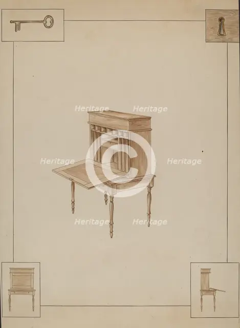 School-master's desk, probably 1938. Creator: Sarah F. Williams.