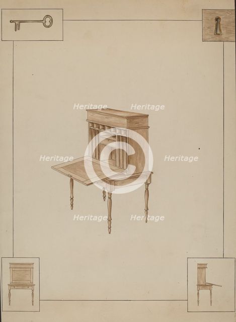 School-master's desk, probably 1938. Creator: Sarah F. Williams.