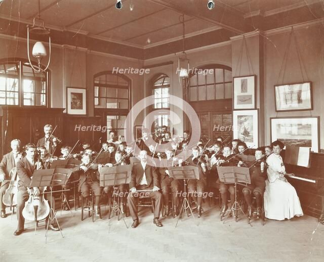 School orchestra, Cromer Street School/ Argyle School, St Pancras, London, 1906. Artist: Unknown.