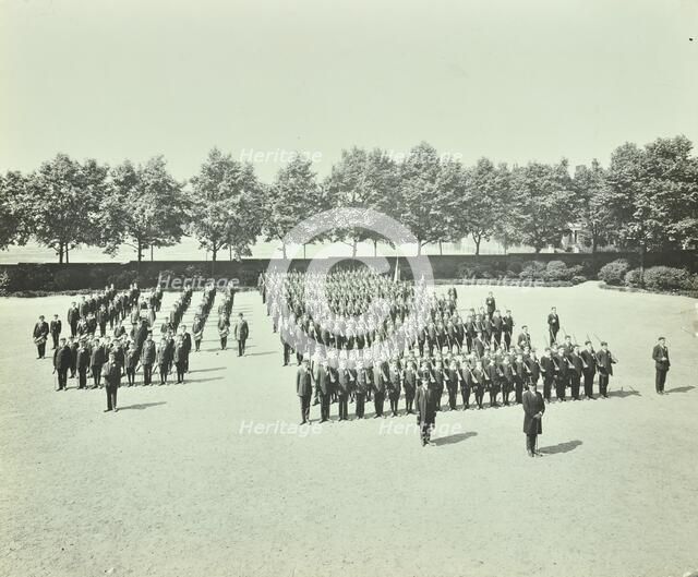 School cadet battalion on parade, Hackney Downs School, London, 1911. Artist: Unknown.