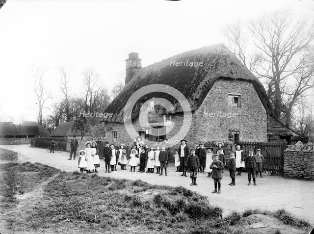 School children outside Hinton Waldrist Post Office, Oxfordshire, c1900. Artist: Henry Taunt