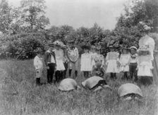 School children and three terrapin, Washington, D.C., (1899?). Creator: Frances Benjamin Johnston