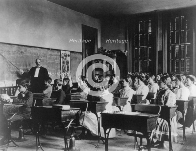 School children studying anatomy or health, Washington, D.C., (1899?). Creator: Frances Benjamin Johnston.