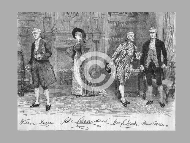 School for Scandal play at the Vaudeville Theatre, 1882. Artist: Unknown.