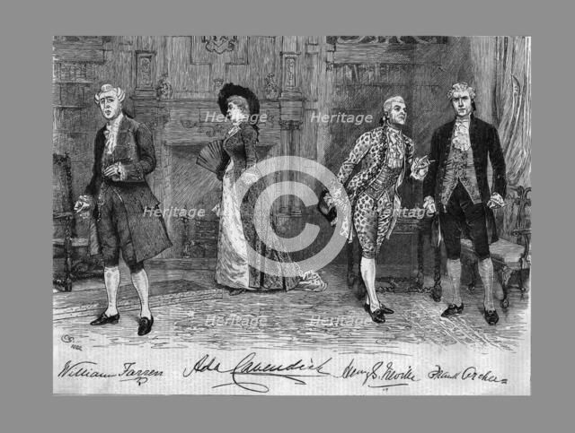 School for Scandal play at the Vaudeville Theatre, 1882. Artist: Unknown.