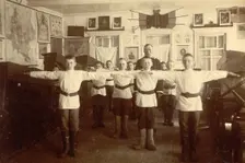 School Gymnastics, 1909. Creator: Nikolai Georgievich Katanaev