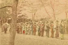 School Girls Out for a Walk in Ueno Park, Tokyo, 1897. Creator: Ogawa Kazumasa