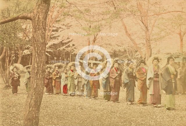 School Girls Out for a Walk in Ueno Park, Tokyo, 1897. Creator: Ogawa Kazumasa.