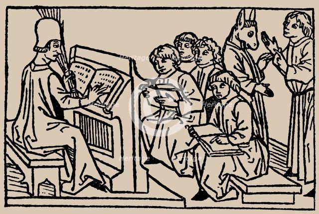 School lessons. From Speculum Vitae Humanae by Rodericus Zamorensis, 1479. Creator: Anonymous.