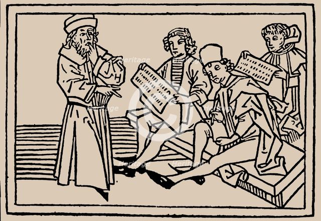 School lessons. From Speculum Vitae Humanae by Rodericus Zamorensis, 1479. Creator: Anonymous.