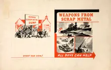 School scrap metal dump - start one now! Weapons from... WWII poster, between 1939 and 1946. Creator: Central Office of Information