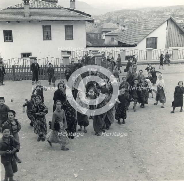 Schoolchildren in the playground, Sarajevo, Bosnia-Hercegovina, Yugoslavia, 1939. Artist: Unknown