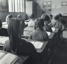 Schoolgirls in a classroom, Sarajevo, Bosnia and Hercegovina, Yugoslavia, 1939