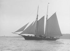 Schooner sailing, 1912. Creator: Kirk & Sons of Cowes