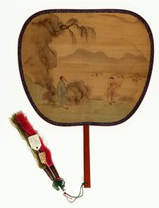 Scholar with Servant Holding a Qin, Qing dynasty (1644-1911), 1876. Creator: Unknown