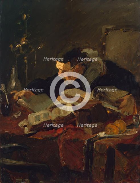 Scholar at the Table, 1866. Creator: Emile Charles Wauters.