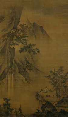 Scholar looking at a waterfall, late 15th century. Creator: Zhong Li