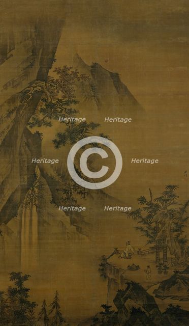 Scholar looking at a waterfall, late 15th century. Creator: Zhong Li.