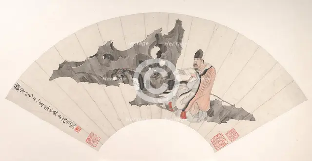 Scholar on a Rock, ca. 1880. Creator: Ren Yi.
