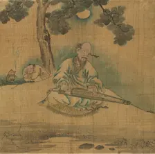 Scholar Playing a Qin, 1800s. Creator: Unknown