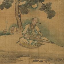 Scholar Playing a Qin, 1800s. Creator: Unknown