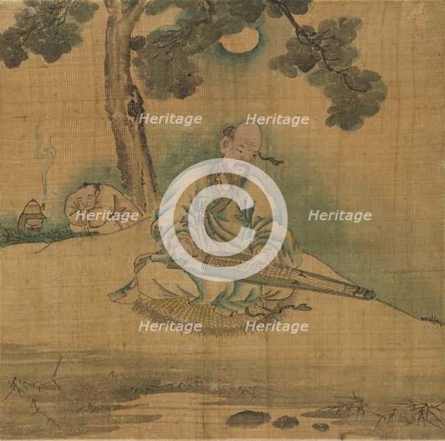 Scholar Playing a Qin, 1800s. Creator: Unknown.
