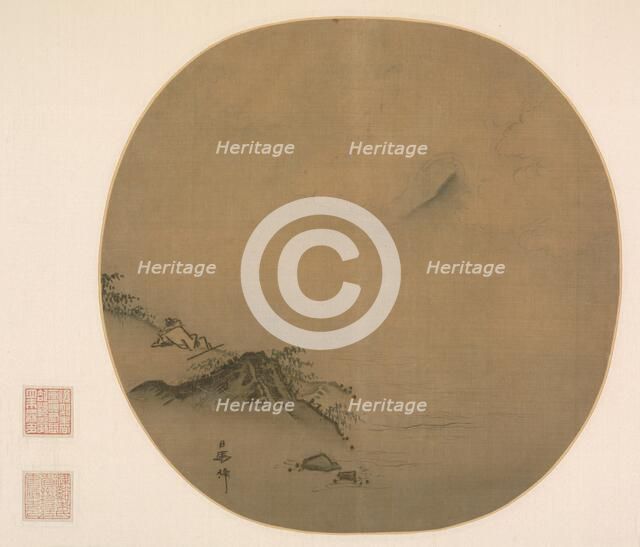 Scholar Reclining and Watching Rising Clouds, Poem by Wang Wei, 1225-75. Creator: Ma Lin (Chinese, c. 1185-after 1260).