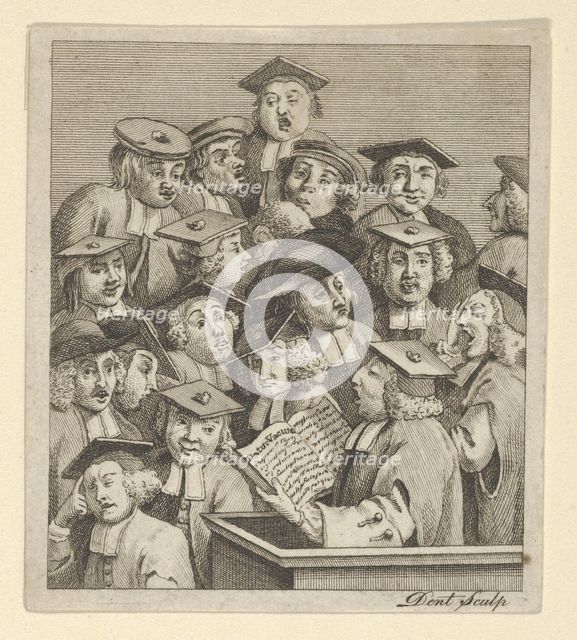 Scholars at a Lecture, ca. 1800. Creator: Dent.