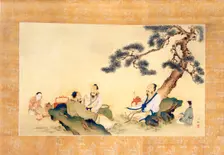 Scholars Enjoying Tea (image 2 of 2), 19th century. Creator: Nakabayashi Chikkei