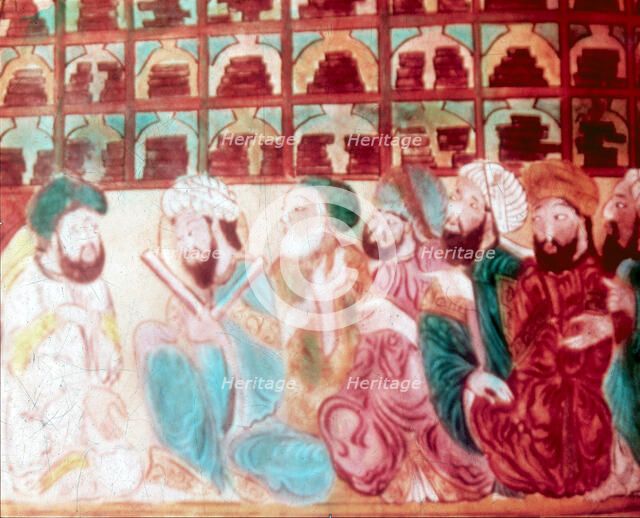 Scholars in the Abode of Wisdom, a science academy, Baghdad, Iraq, 14th century. Artist: Unknown