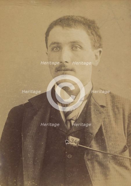 Schouppe. Placide. (dit Ricken, Franz). 31 ans, né à Dickenvenne (Belgique). Mécanicien. Vol., 1889. Creator: Alphonse Bertillon.
