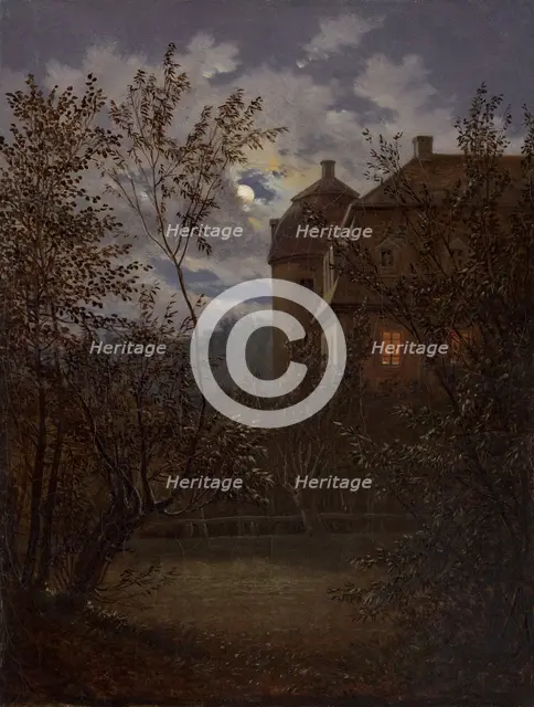 Schloss Milkel in Moonlight, ca. 1833-35. Creator: Carl Gustav Carus.