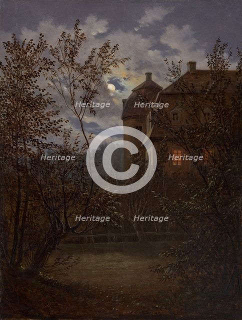 Schloss Milkel in Moonlight, ca. 1833-35. Creator: Carl Gustav Carus.