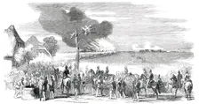 Schleswig-Holstein War - Burning of the Lesser Camp, at Kochendorf, 1850. Creator: Unknown