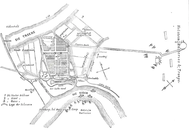 Schleswig-Holstein War - Plan of Friedrichstadt, 1850. Creator: Unknown.