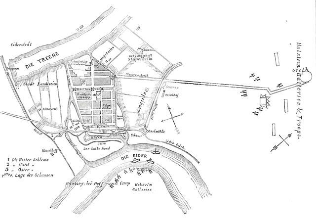 Schleswig-Holstein War - Plan of Friedrichstadt, 1850. Creator: Unknown.