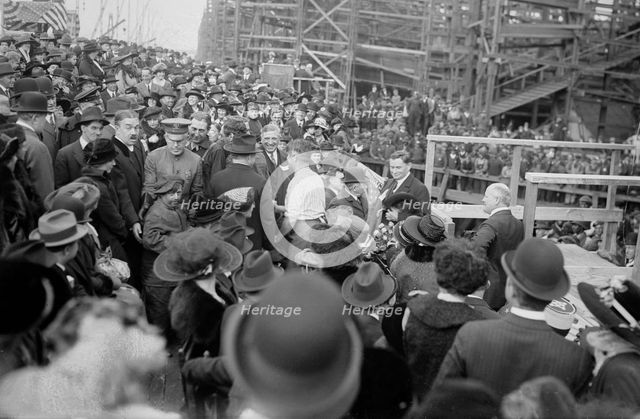 Schwab greets ship workers, 1918. Creator: Bain News Service.