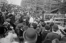 Schwab greets ship workers, 1918. Creator: Bain News Service